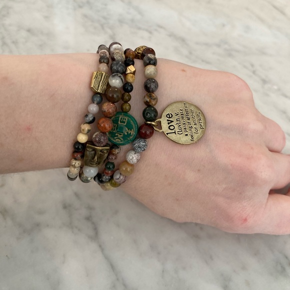 🔸NWT🔸 Natural Fossil Coral Gemstone Beaded Bracelet Set - Picture 7 of 16